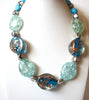 Art Glass Lucite Beaded Chunky Necklace 121220