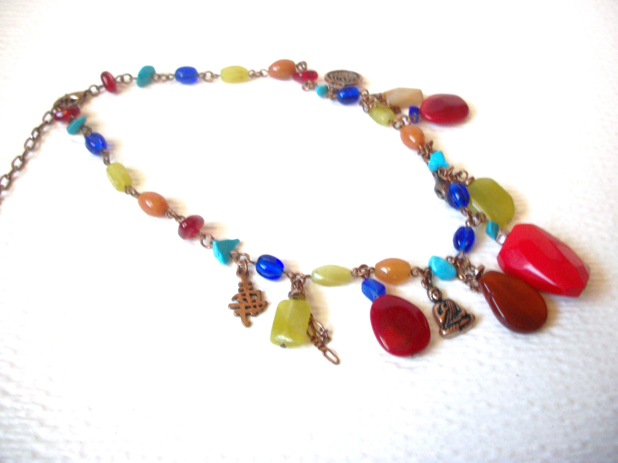 Colorful Copper Stone Glass Southwestern Hand Made Necklace 121320