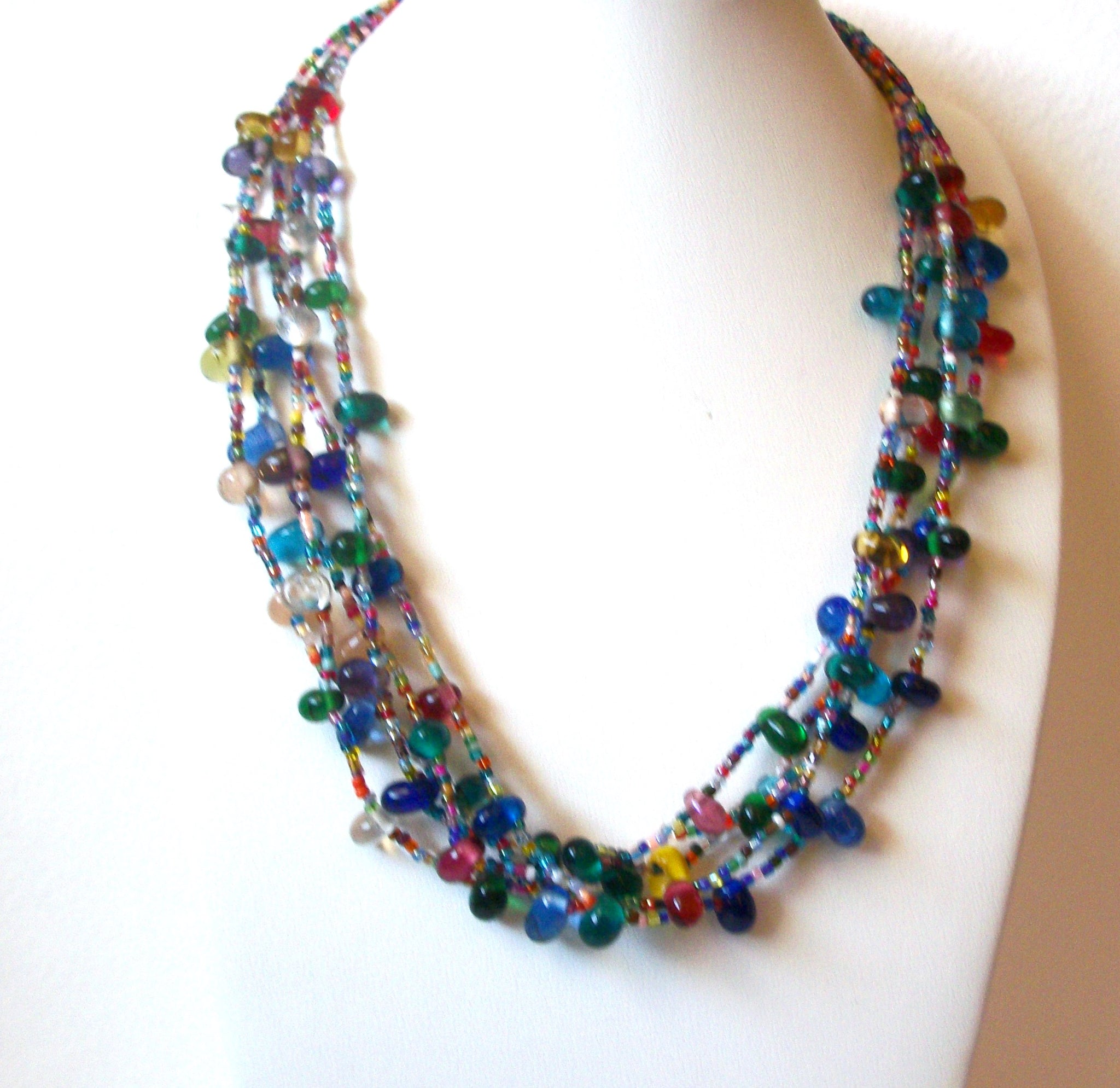 Colorful Southwestern Glass Hand Made Necklace 121320