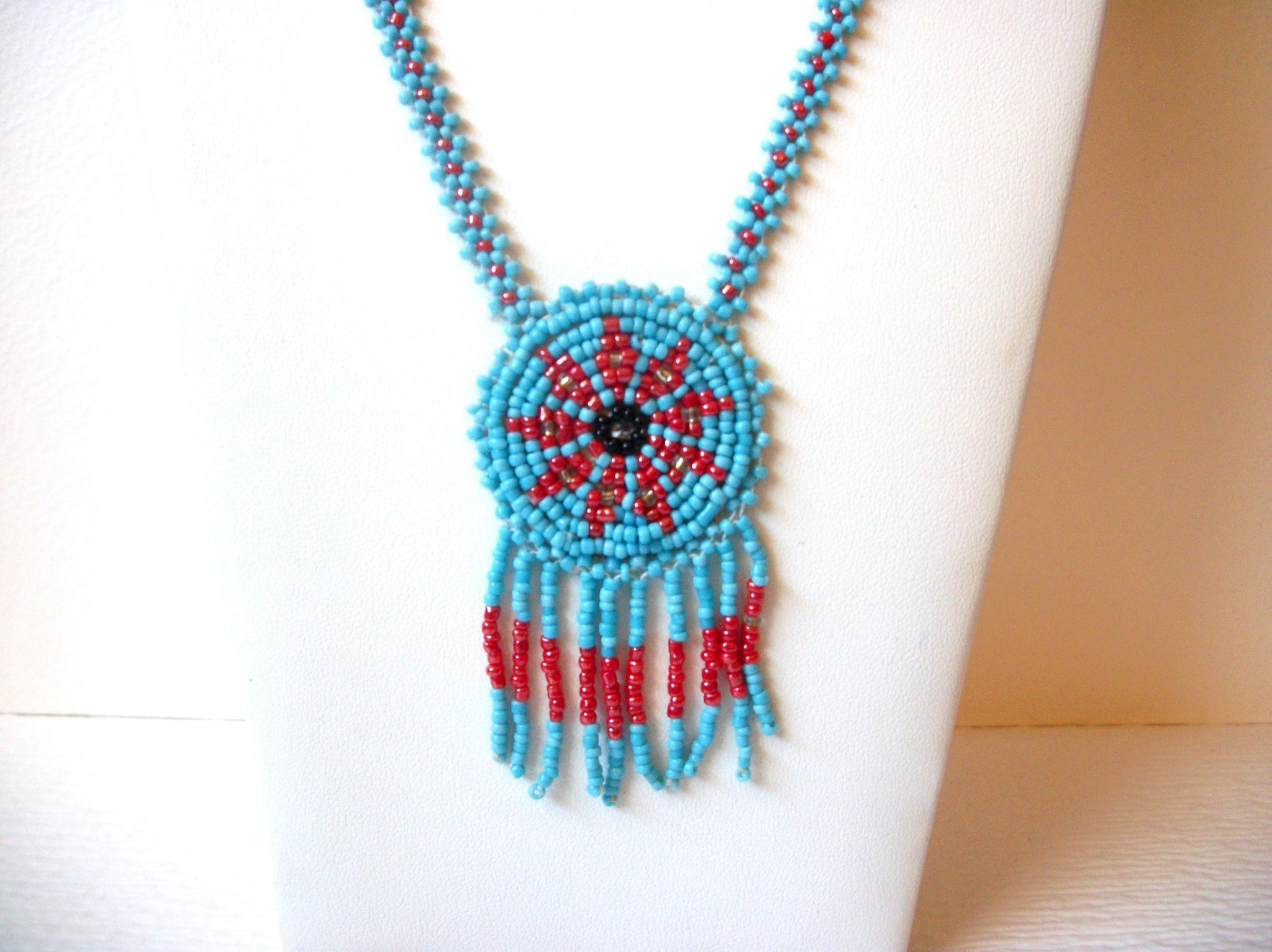 Colorful Native American Glass Hand Made Necklace 121320