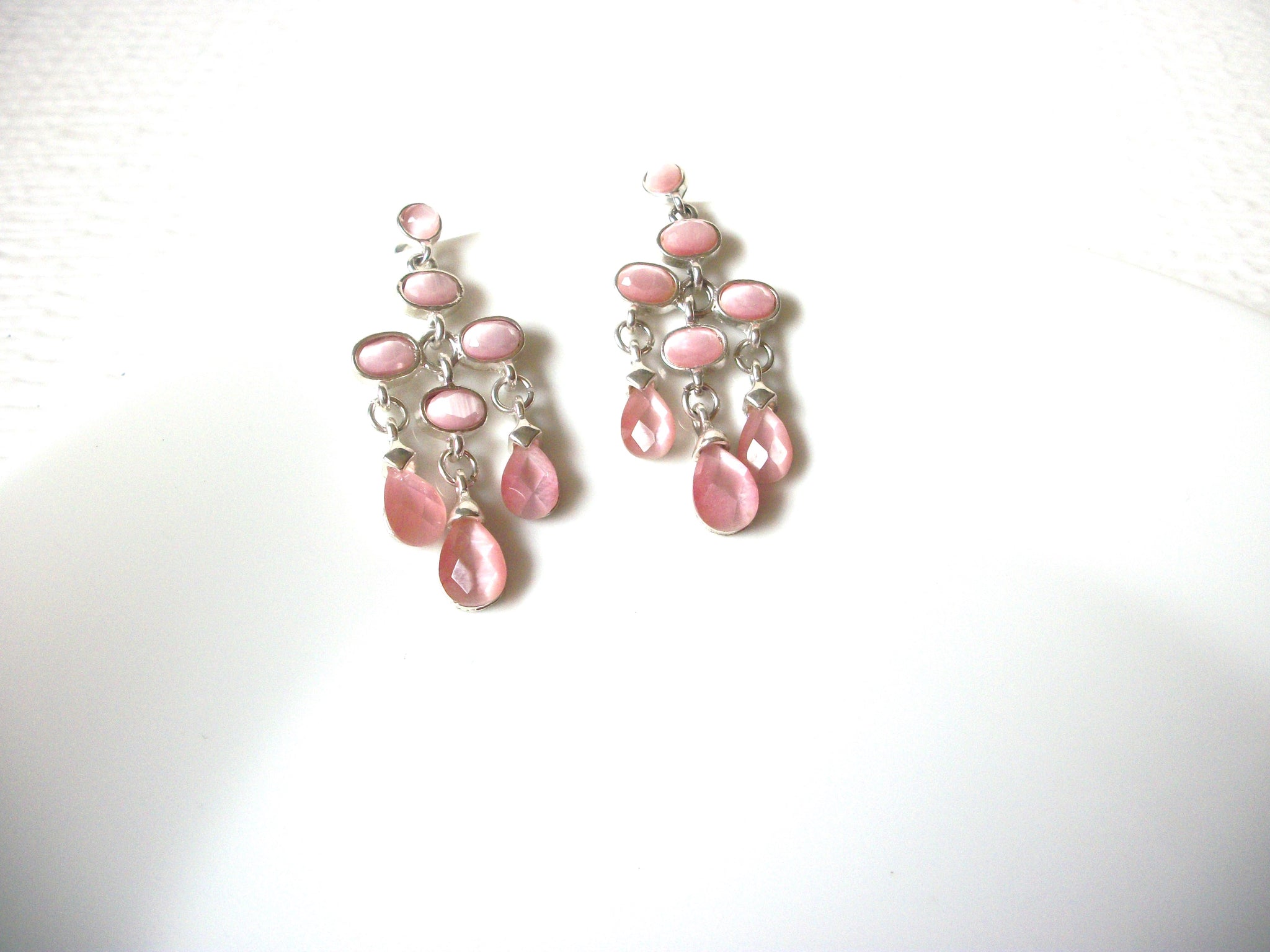 Retro Pink Glass Dangle Earrings 121920