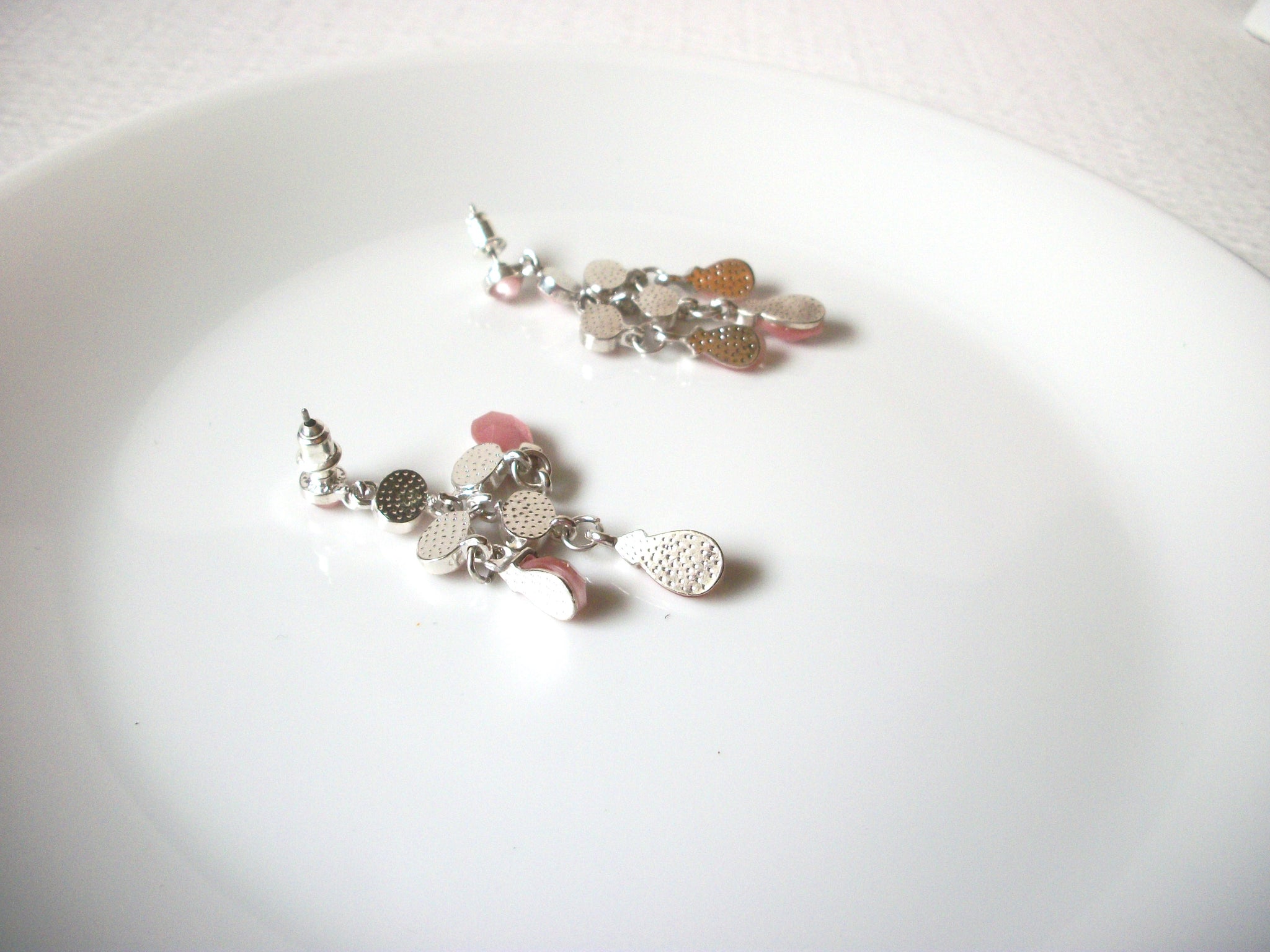 Retro Pink Glass Dangle Earrings 121920