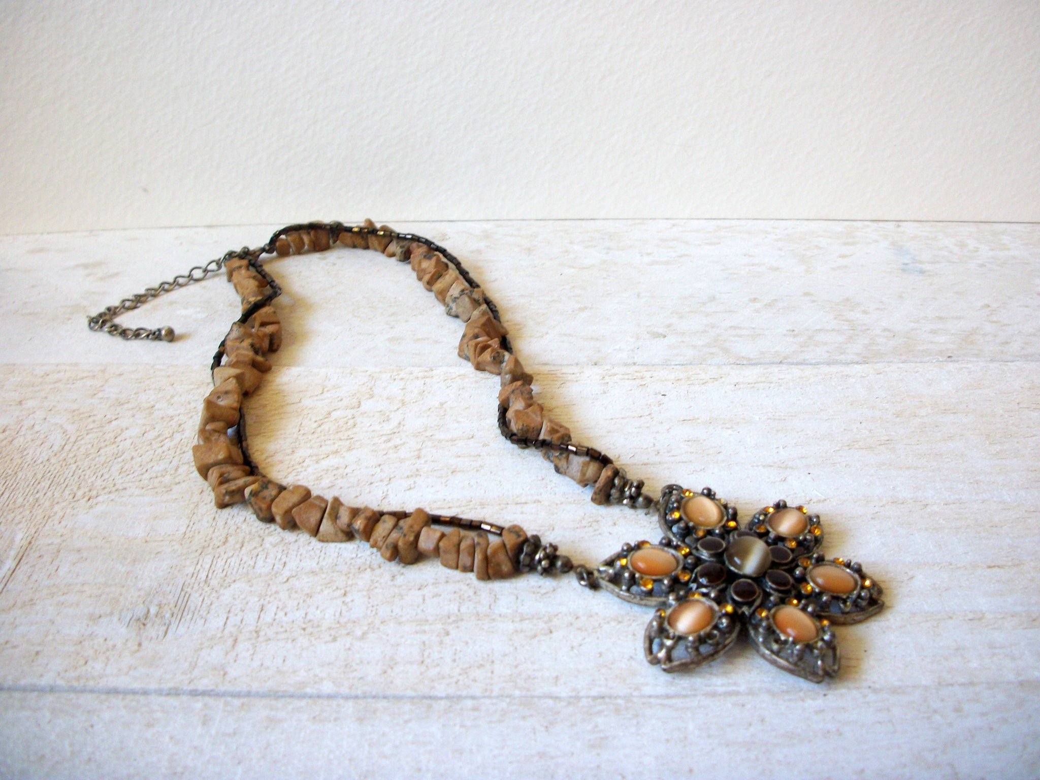 Vintage Glass Semi Precious Jasper Necklace 62920