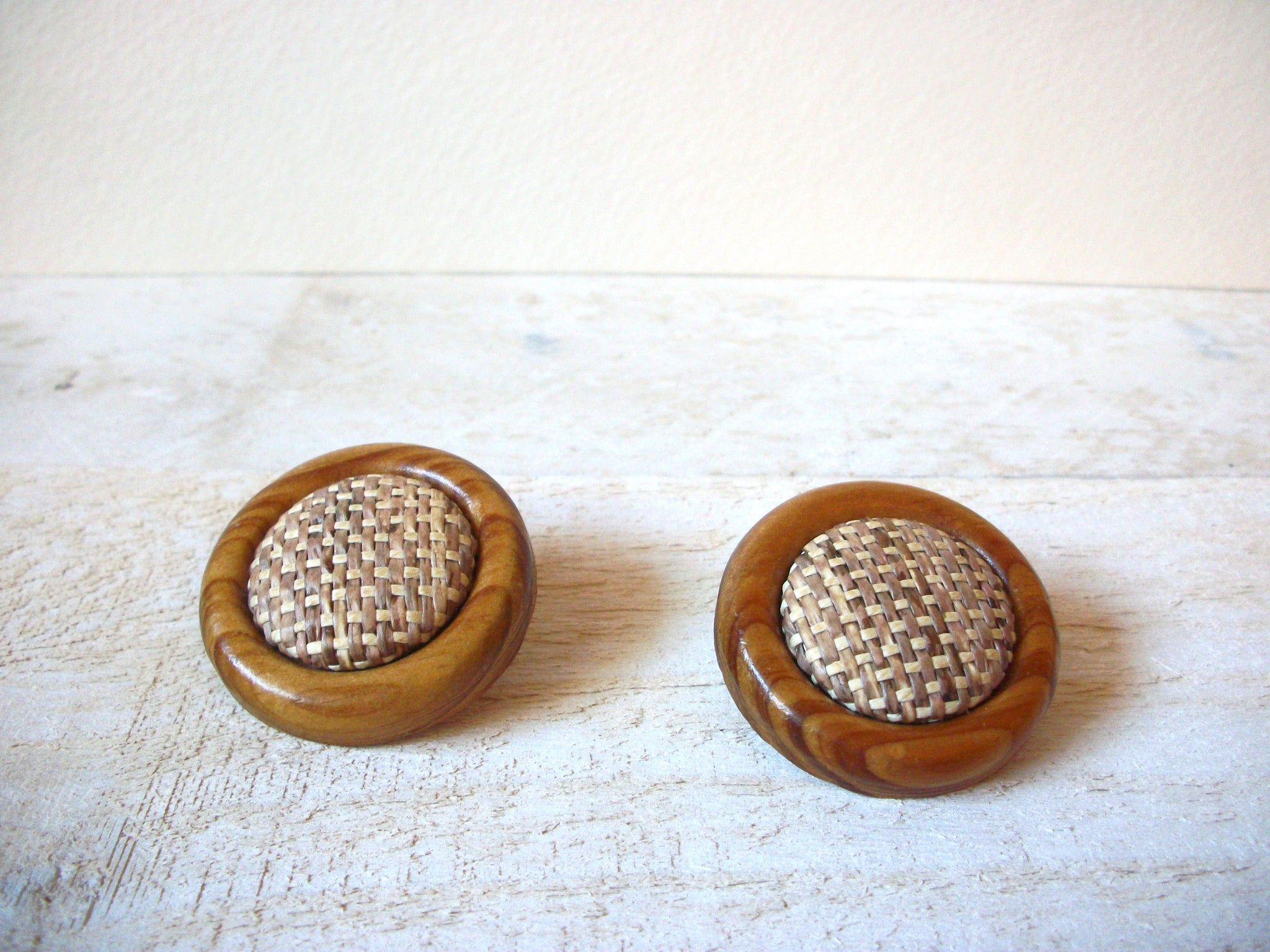 Vintage Chunky Wood Earrings 61520