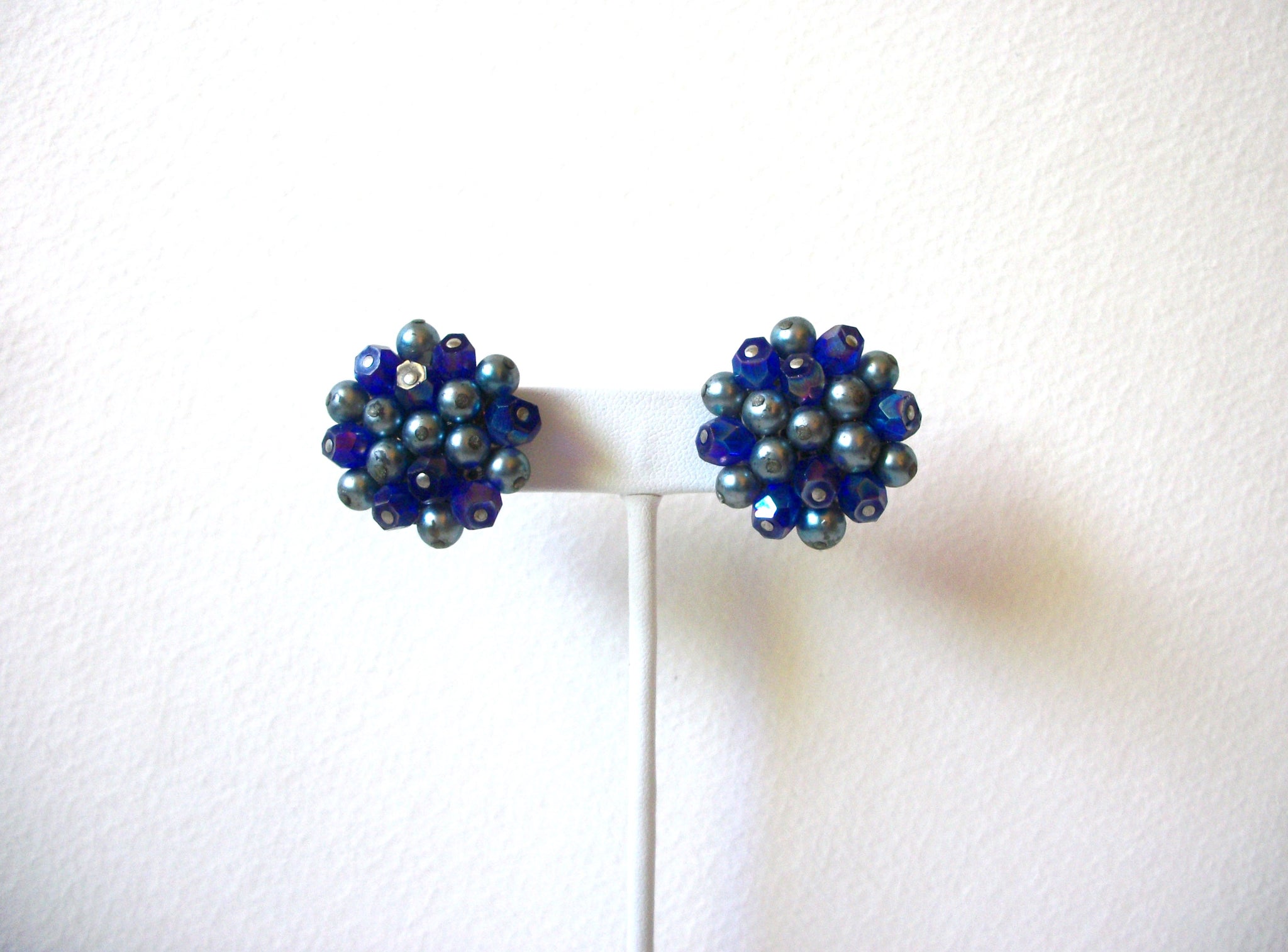 Vintage Blue Cluster Earrings 60920