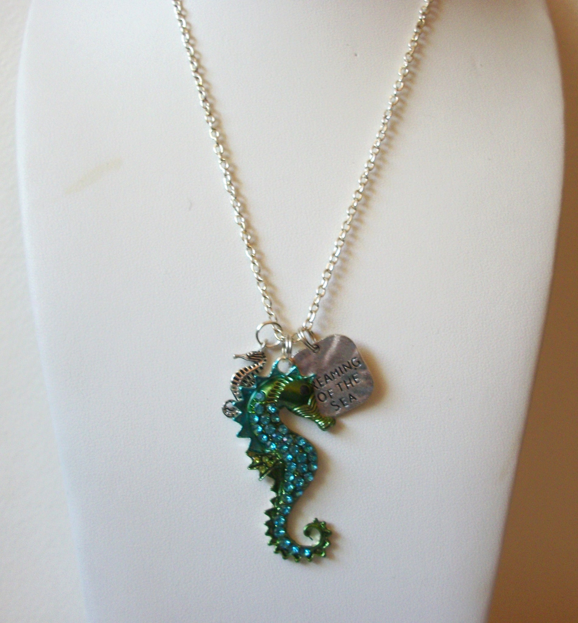 Retro Rhinestone Seahorse Necklace 61220