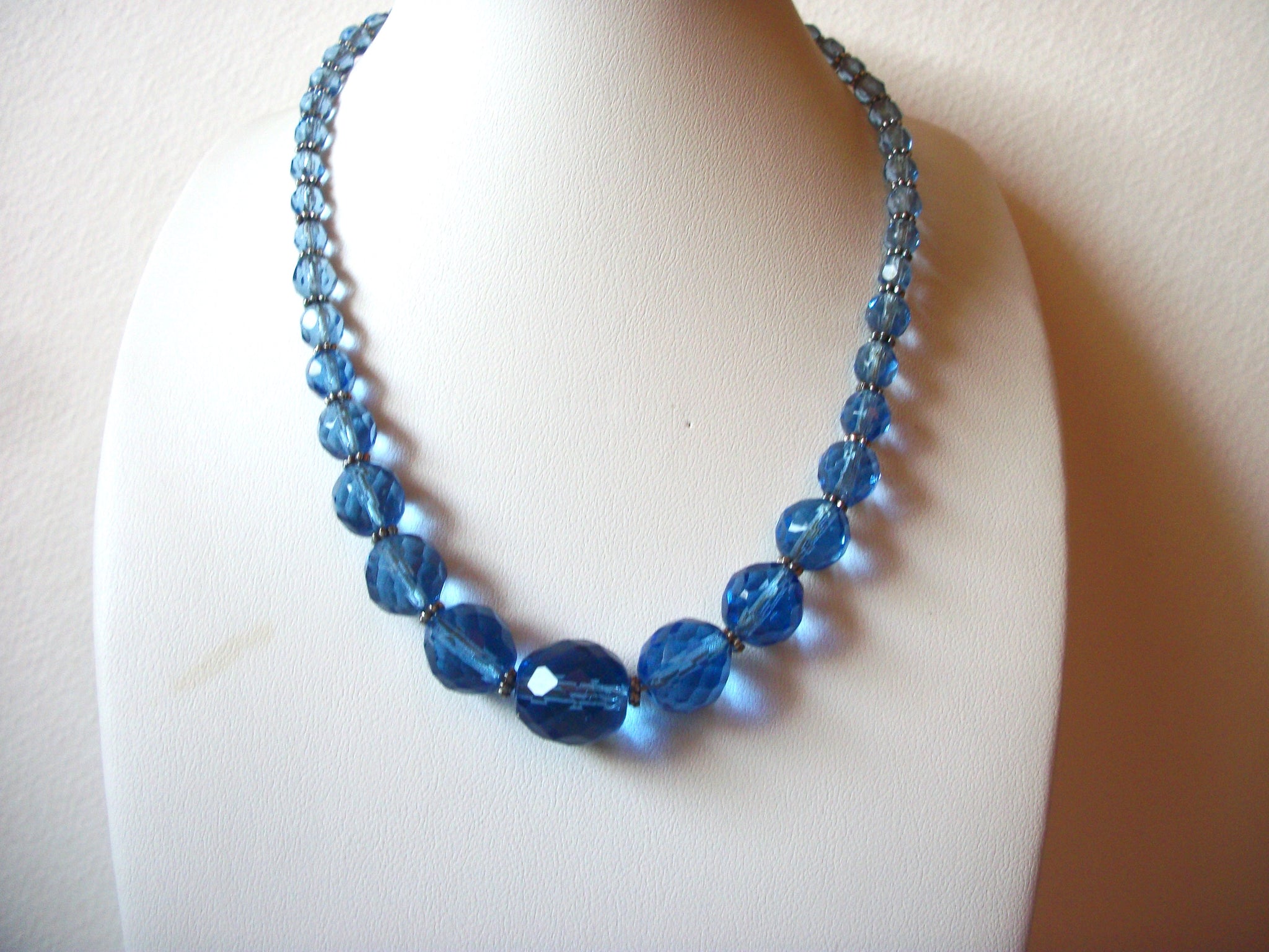 Vintage Blue Czech Glass Necklace 61920