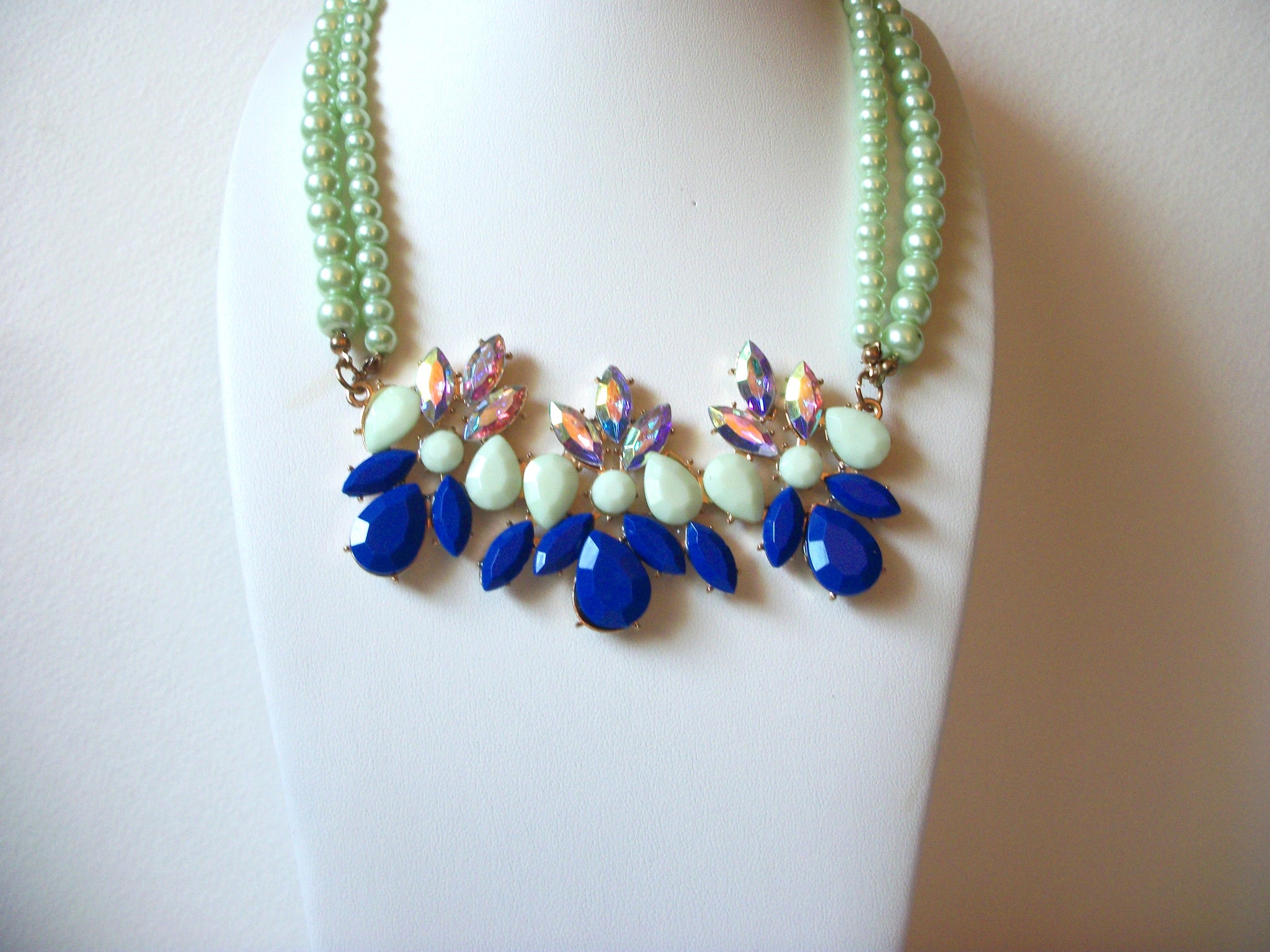 Retro Blue Mint Green Statement Necklace 60920