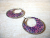 Bohemian Large Earrings Pink Purple Seed Beads 62720
