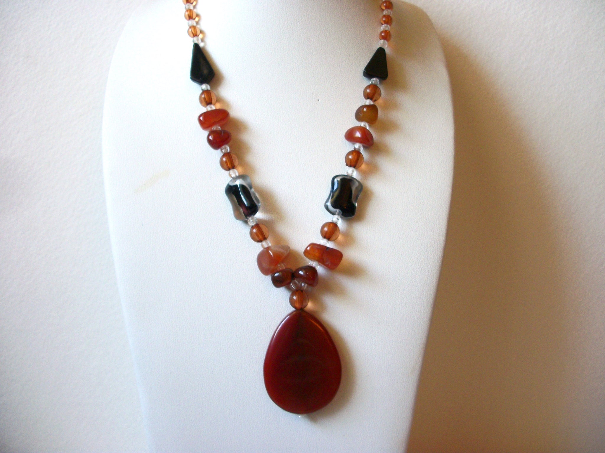Hand Made Carnelian Glass Necklace 61820