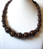 Retro Dark Brown Lucite Plastic Beads Necklace 62520