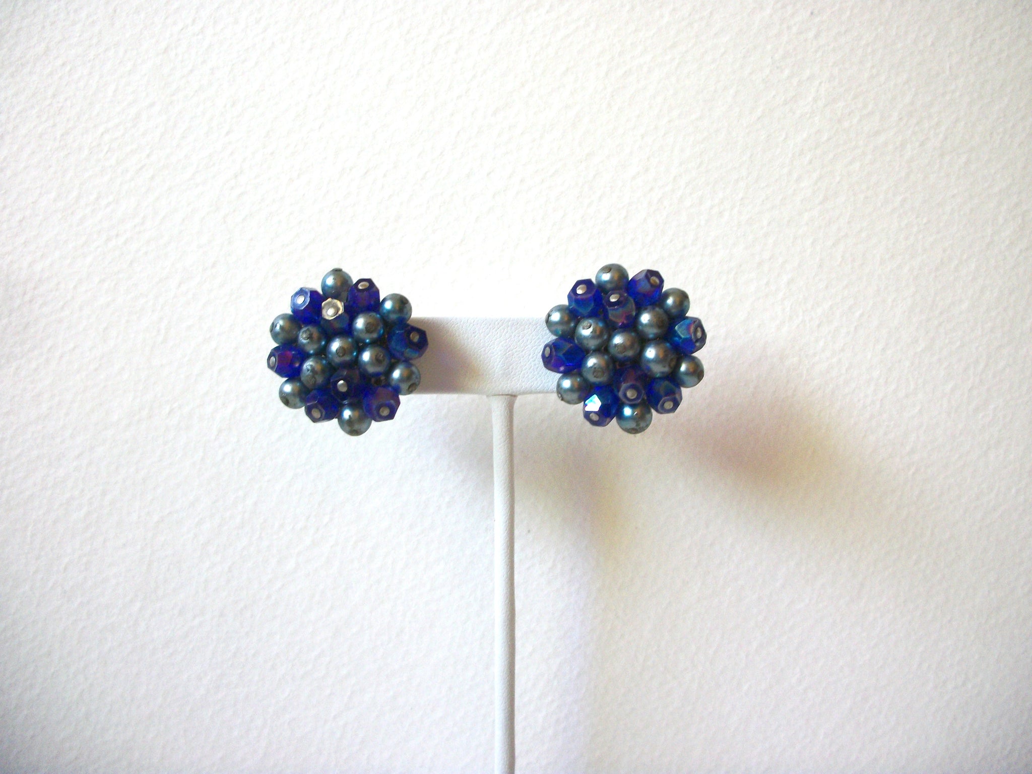 Vintage Blue Cluster Earrings 60920