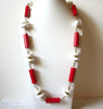 Retro 1970s Red White Necklace 62820
