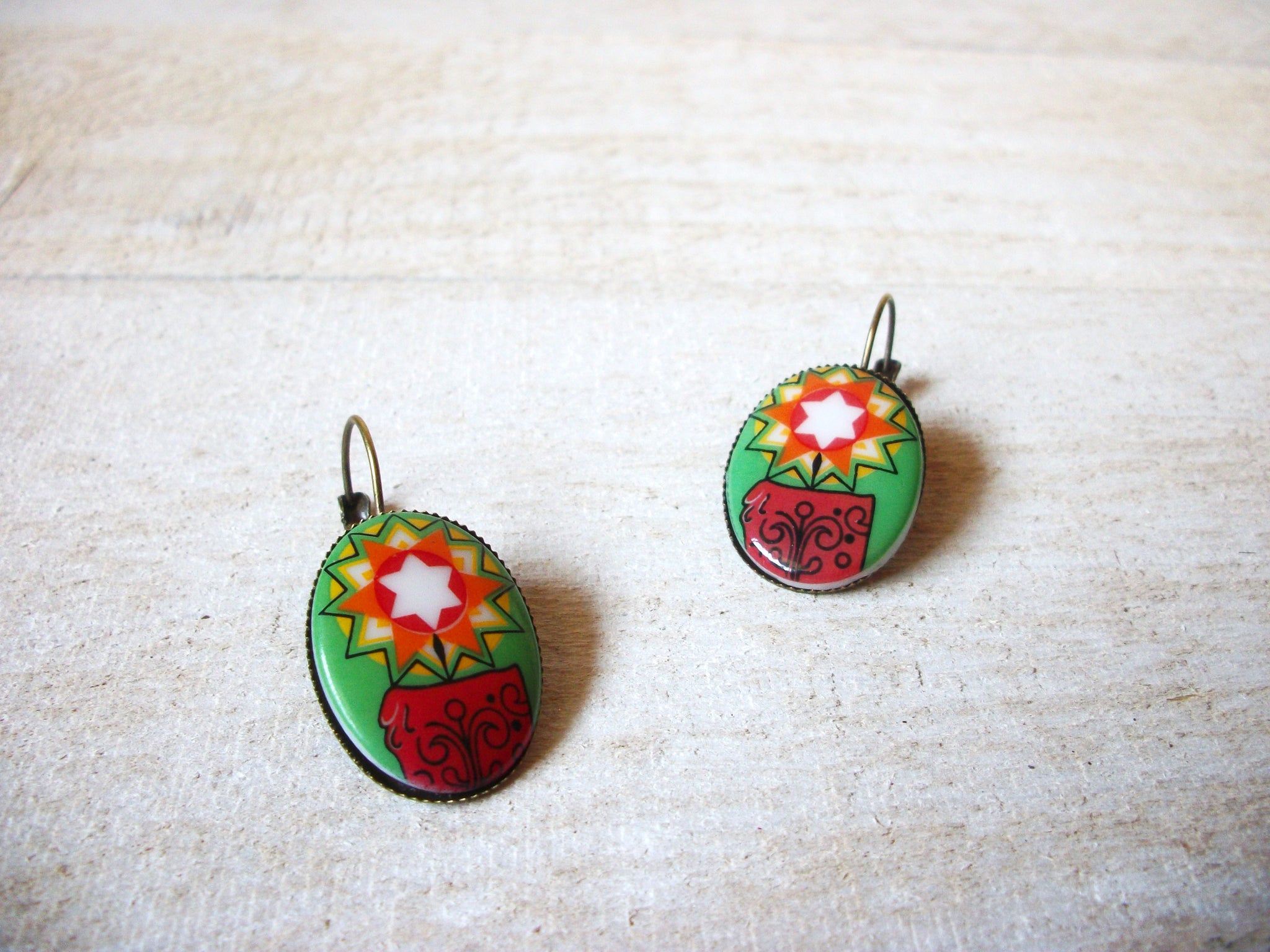 German Limoge Stone Christmas Earrings 62120