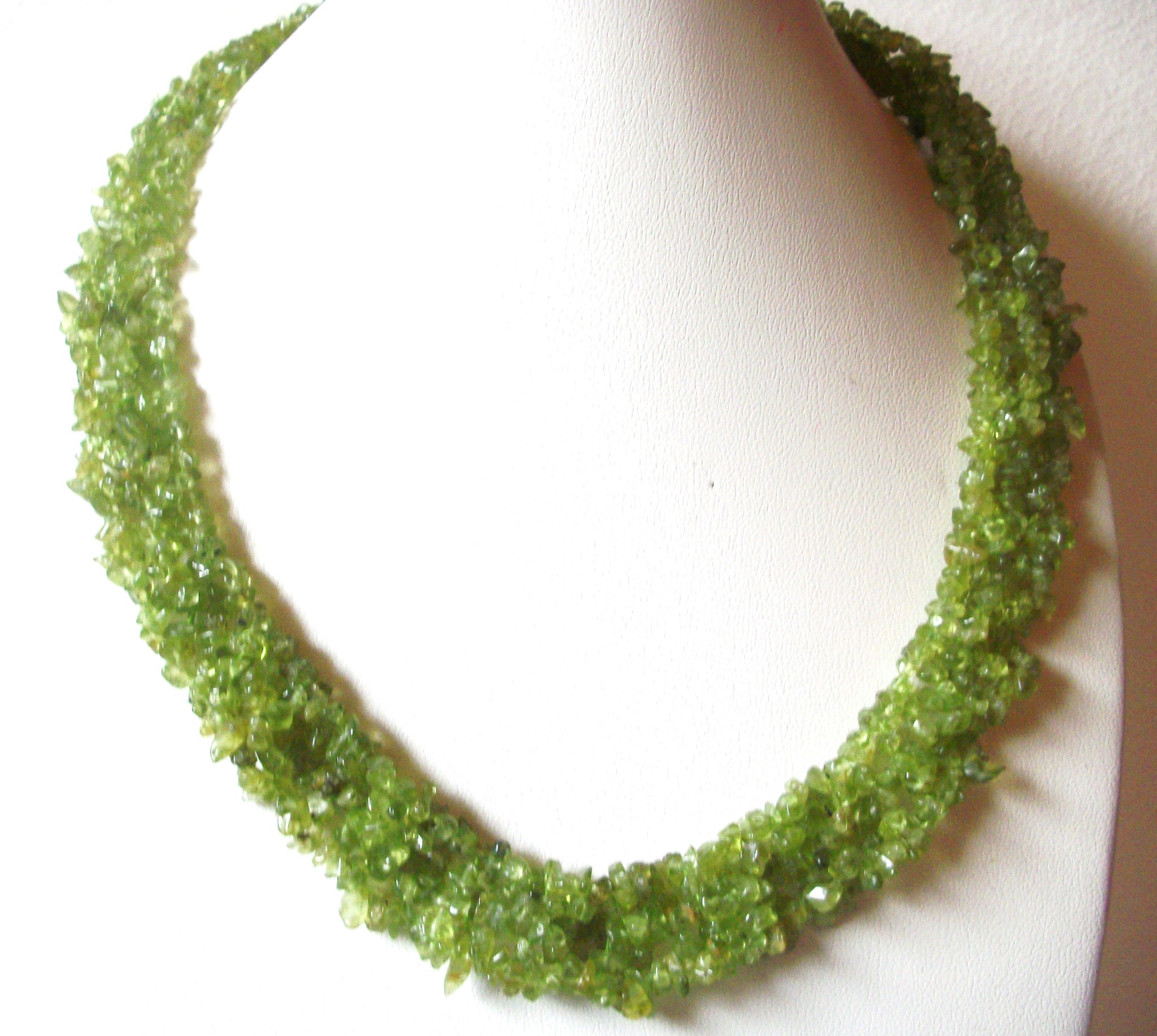 Vintage Peridot Glass 18" Necklace 123116