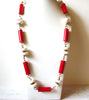 Retro 1970s Red White Necklace 62820