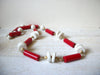 Retro 1970s Red White Necklace 62820