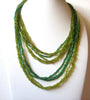 Vintage Green Glass Beads Necklace 62020
