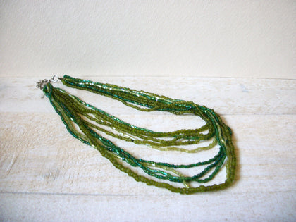 Vintage Green Glass Beads Necklace 62020