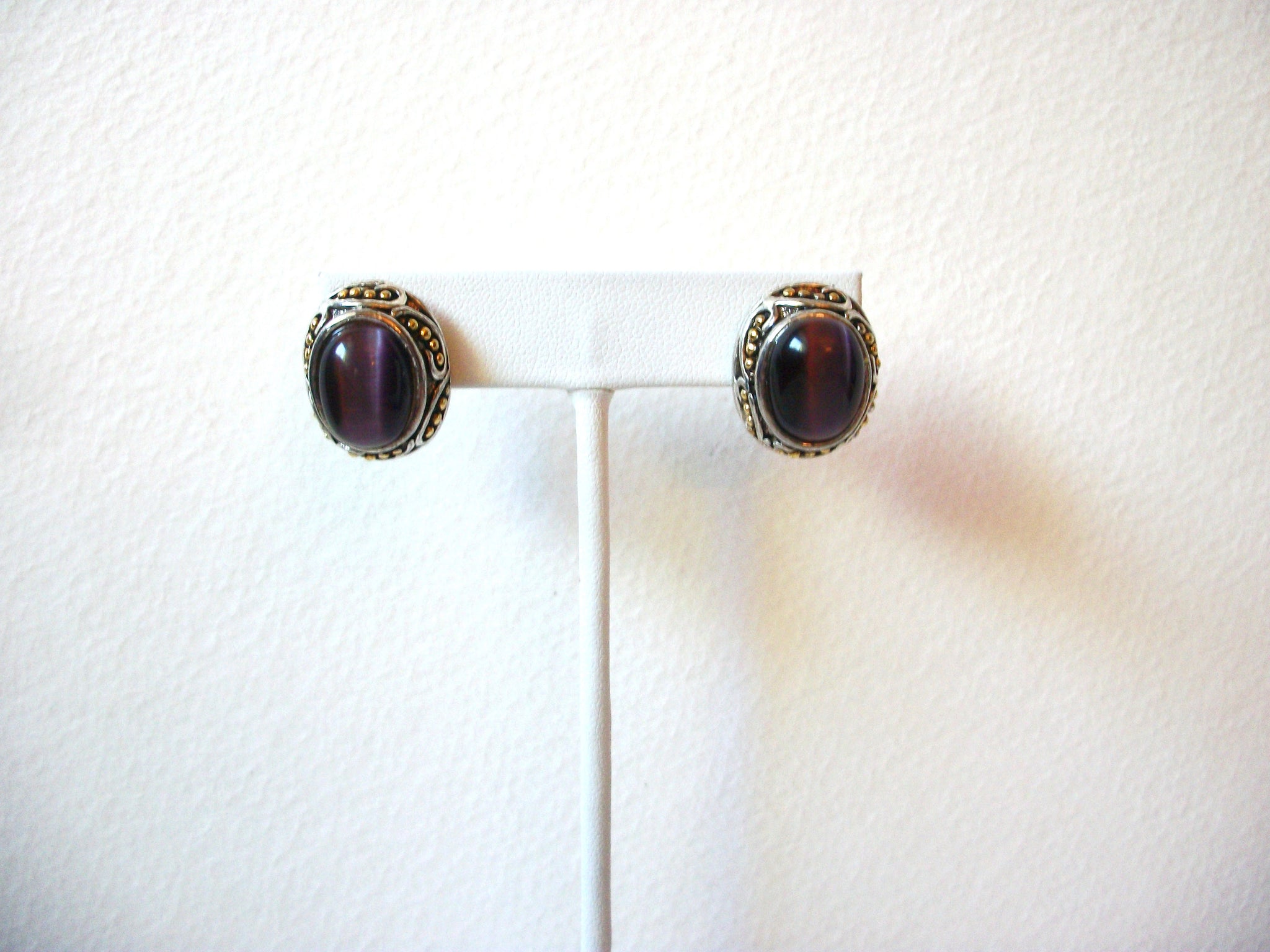 Vintage Two Tone Cat Eyes Earrings 61620