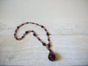 Vintage Rose Dark Red Glass Necklace 61020