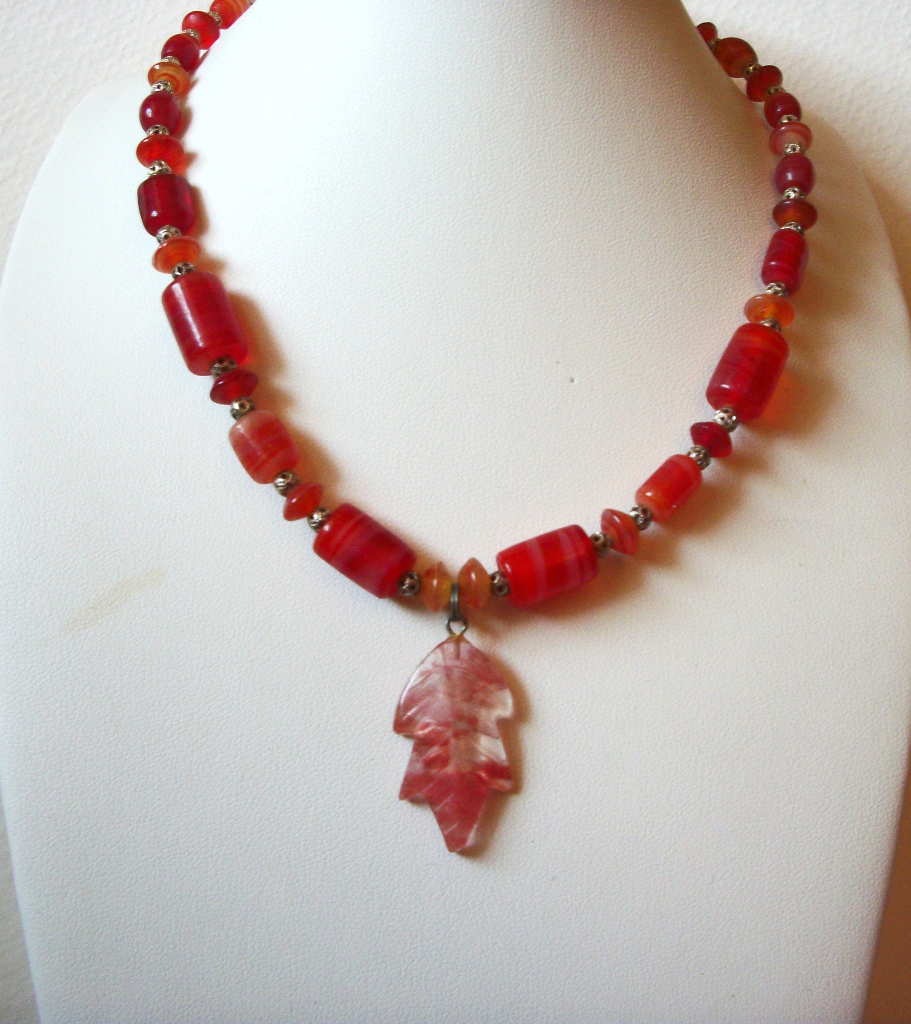 Vintage Earth Fire Glass Beads Necklace 62620