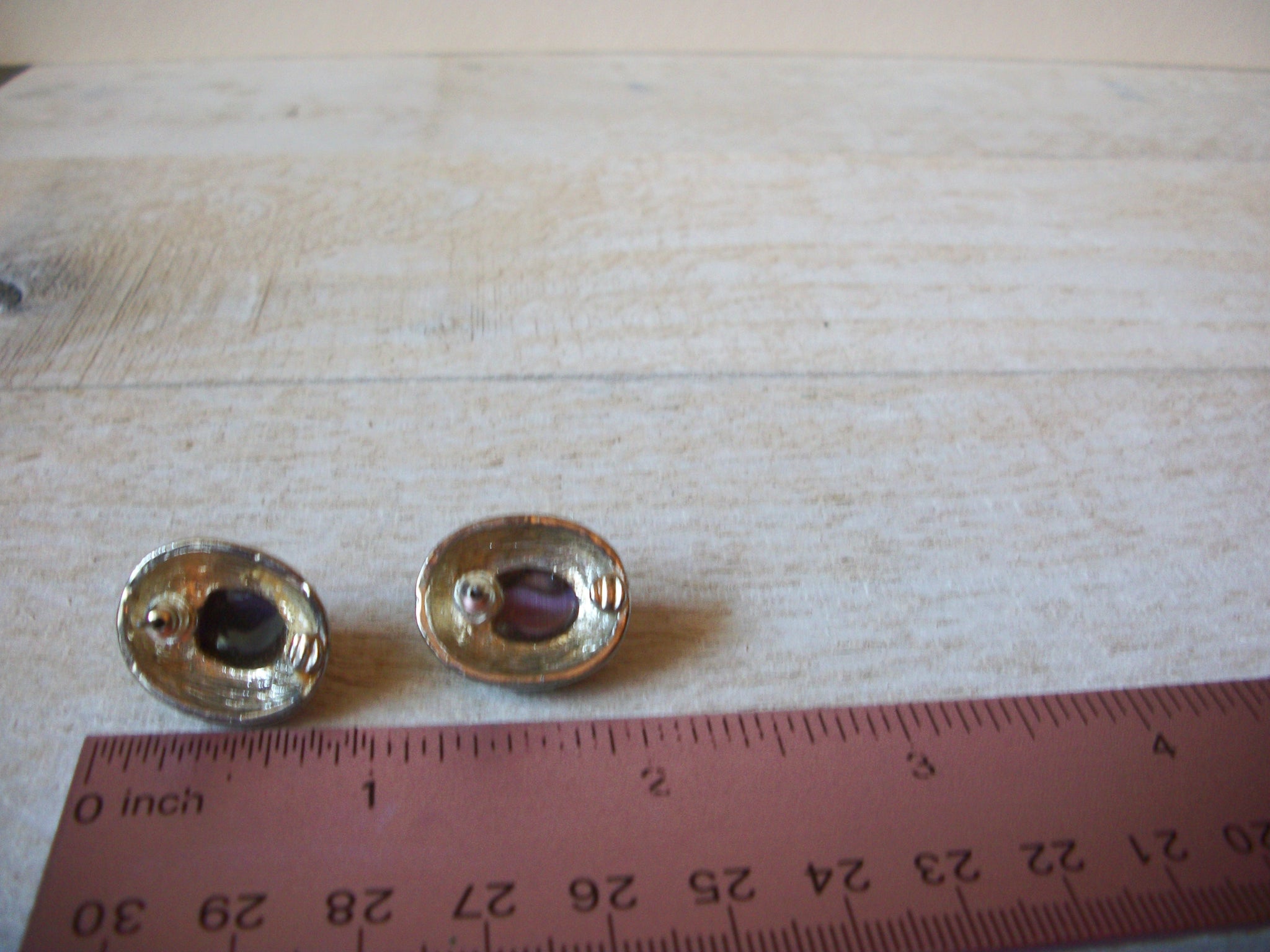 Vintage Two Tone Cat Eyes Earrings 61620