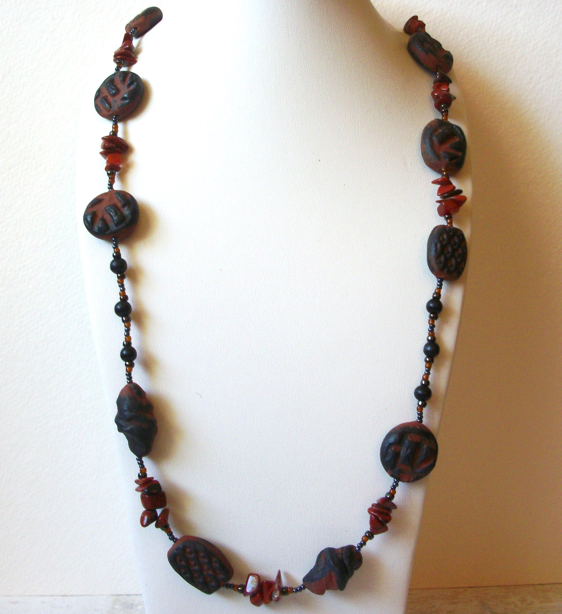 Retro Lava Rock Beads Necklace 61220