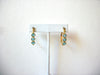 Vintage Gold Blue Glass Earrings 61620