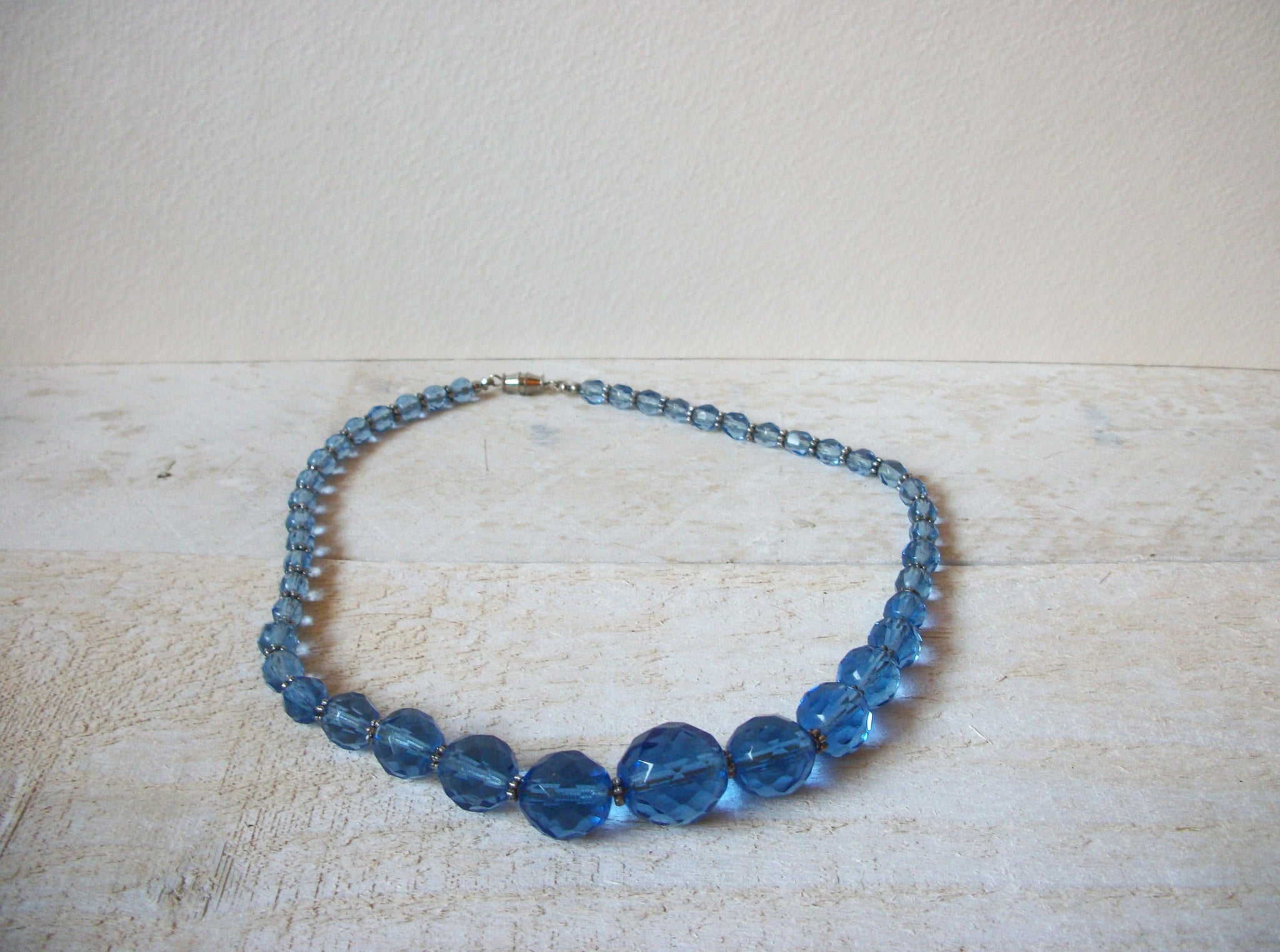 Vintage Blue Czech Glass Necklace 61920