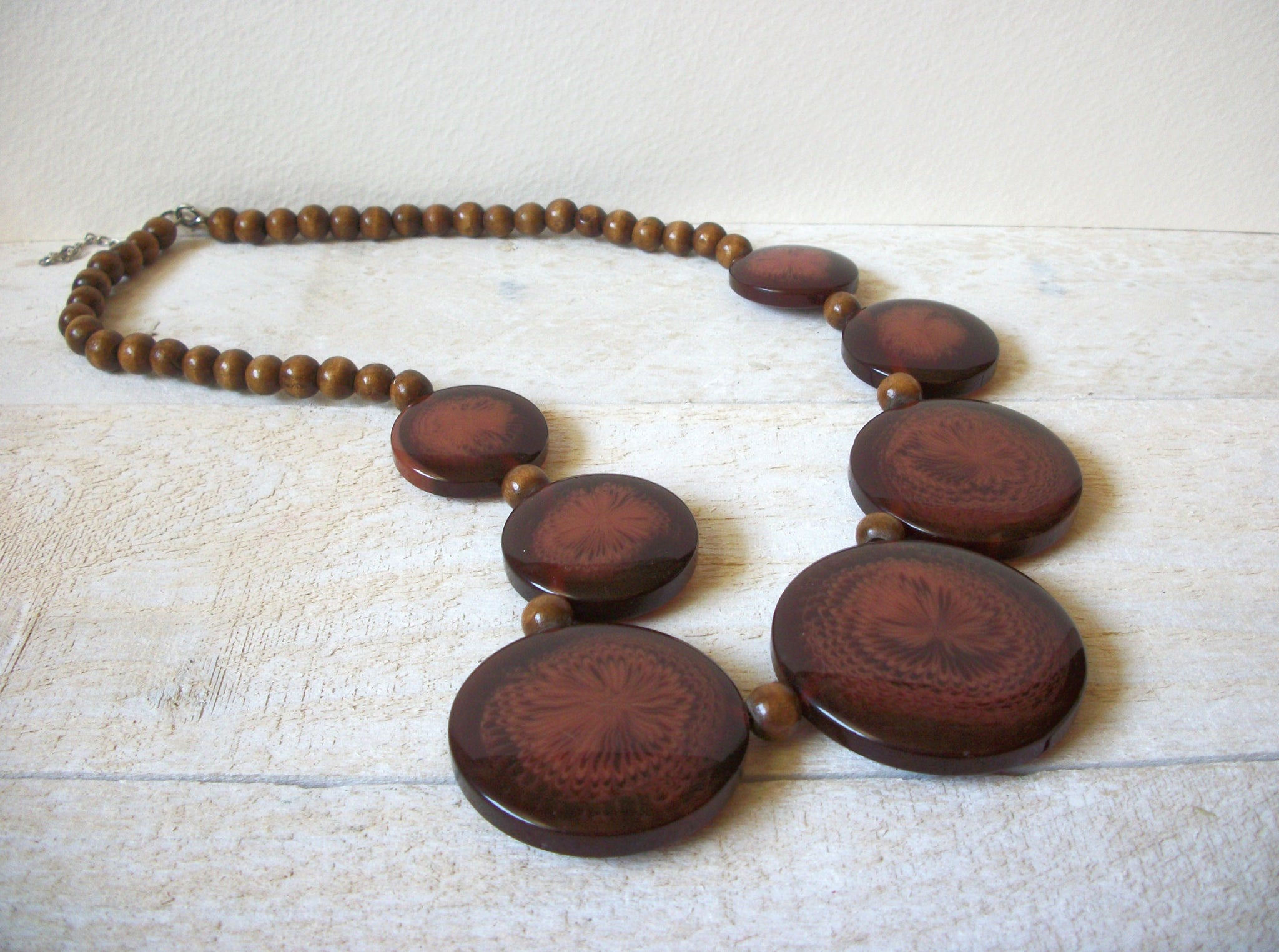 Vintage Lacquered Wood Necklace 61720