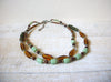Vintage Brown Mint Green Glass Beads Necklace 61720