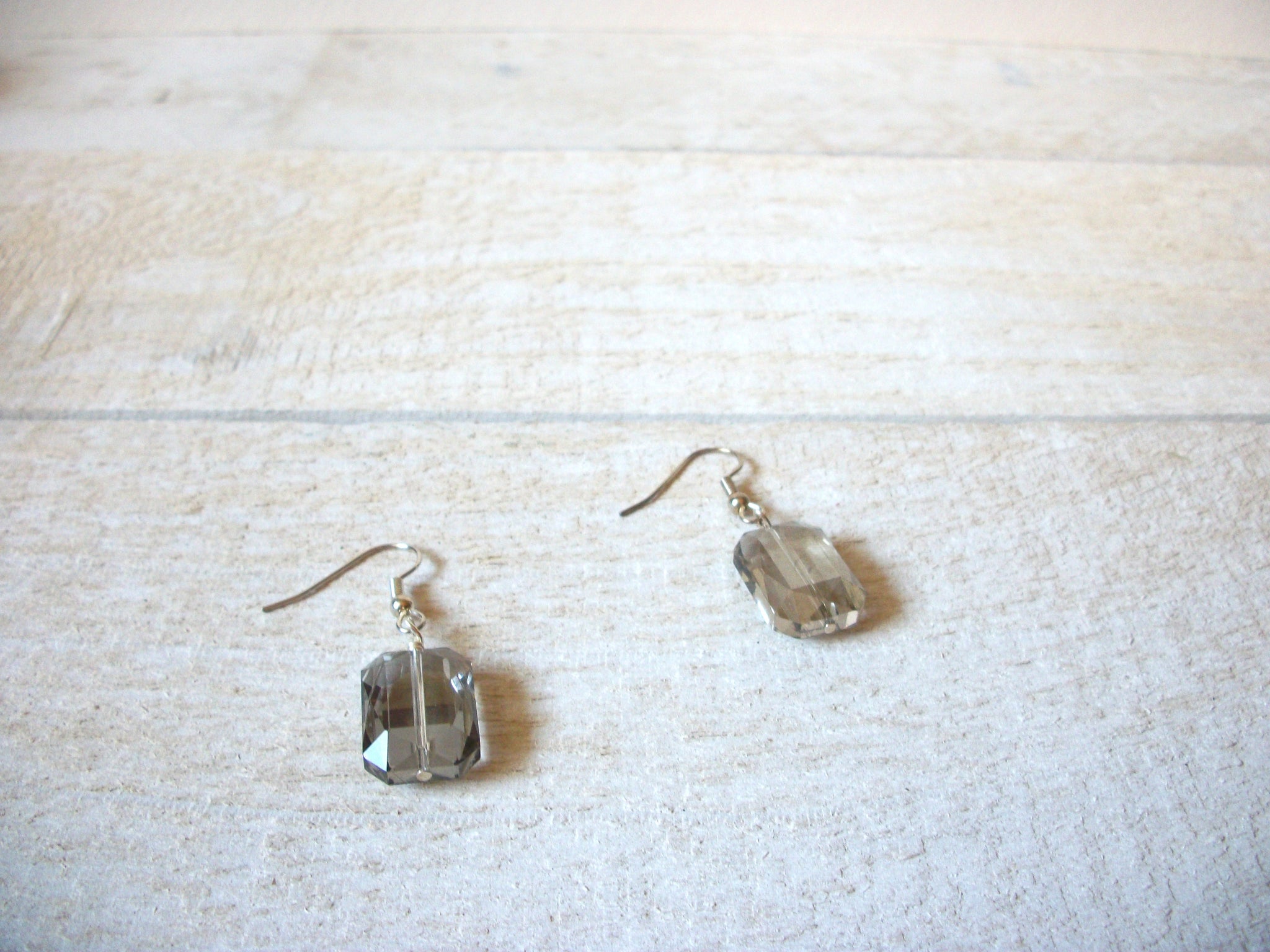 Retro Pale Gray Glass Earrings  61520
