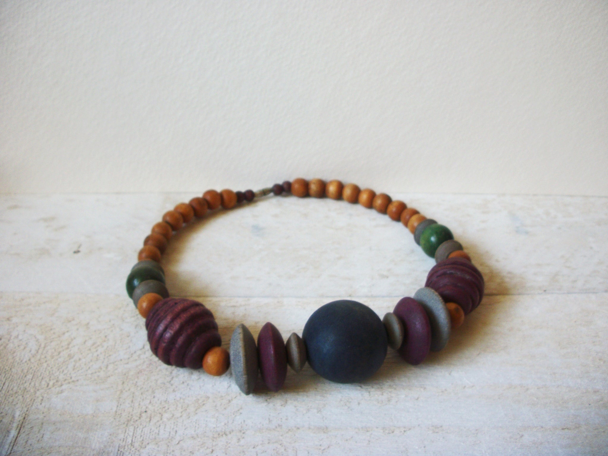 Bohemian Wood Shorter Length Necklace 61820