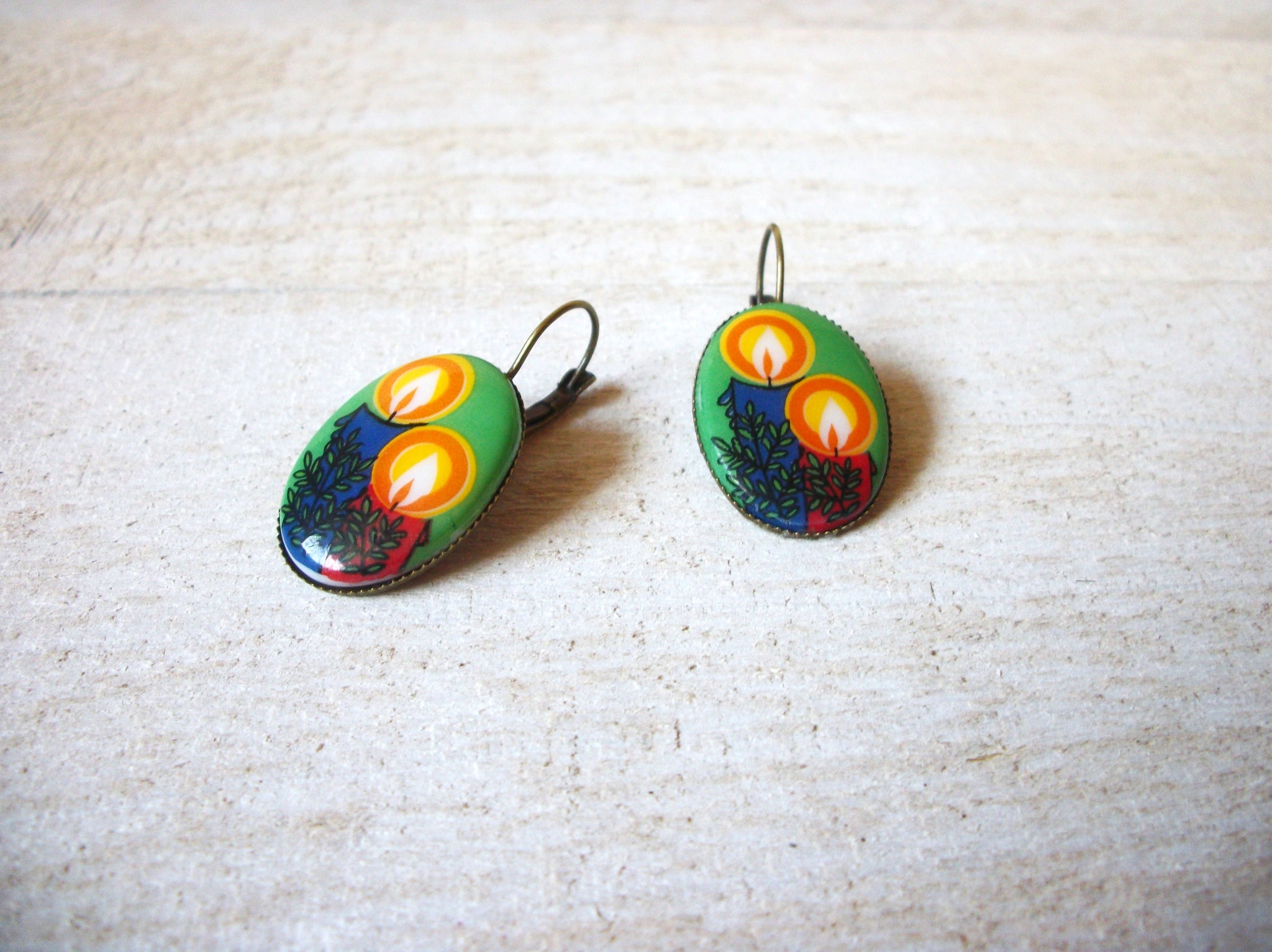 German Limoge Stone Christmas Earrings 62120