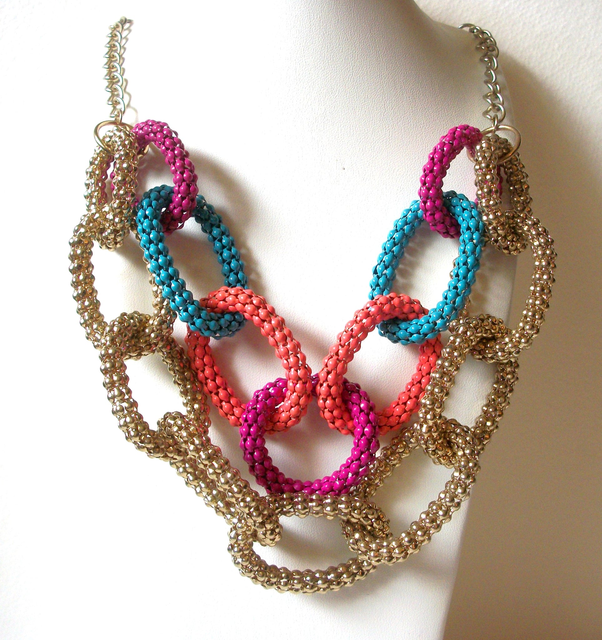 Retro 1970s Colorful Coil Necklace 62820