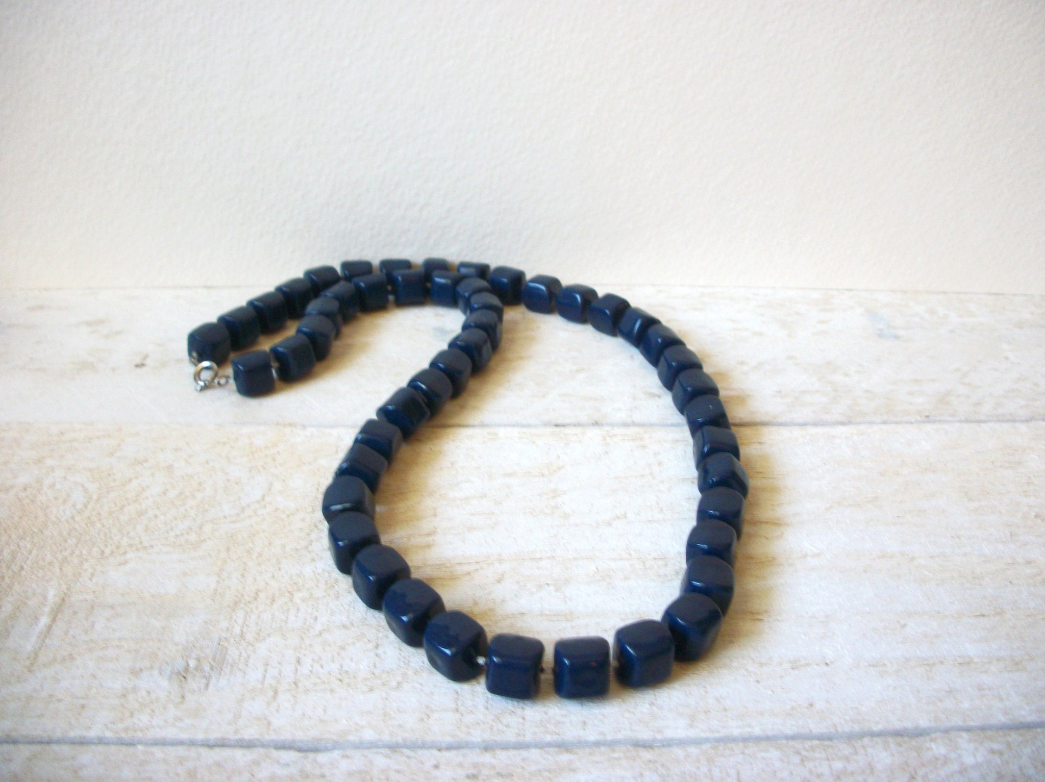 Vintage Blue Lucite Beads Necklace 61420