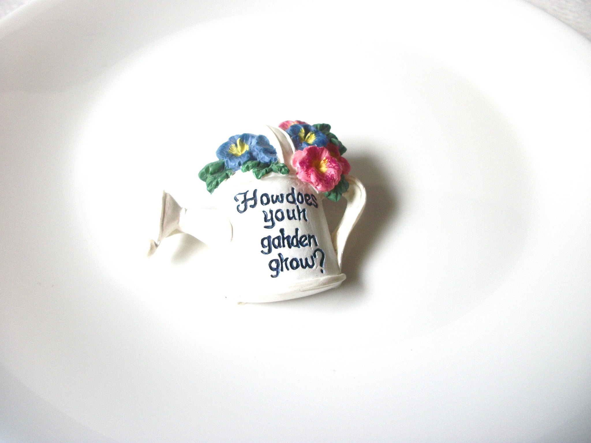 Vintage Flower Watering Can Hand Molded Resin Brooch Pin 122020