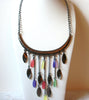 Retro Dark Bronze Dangling Lucite Necklace 61920