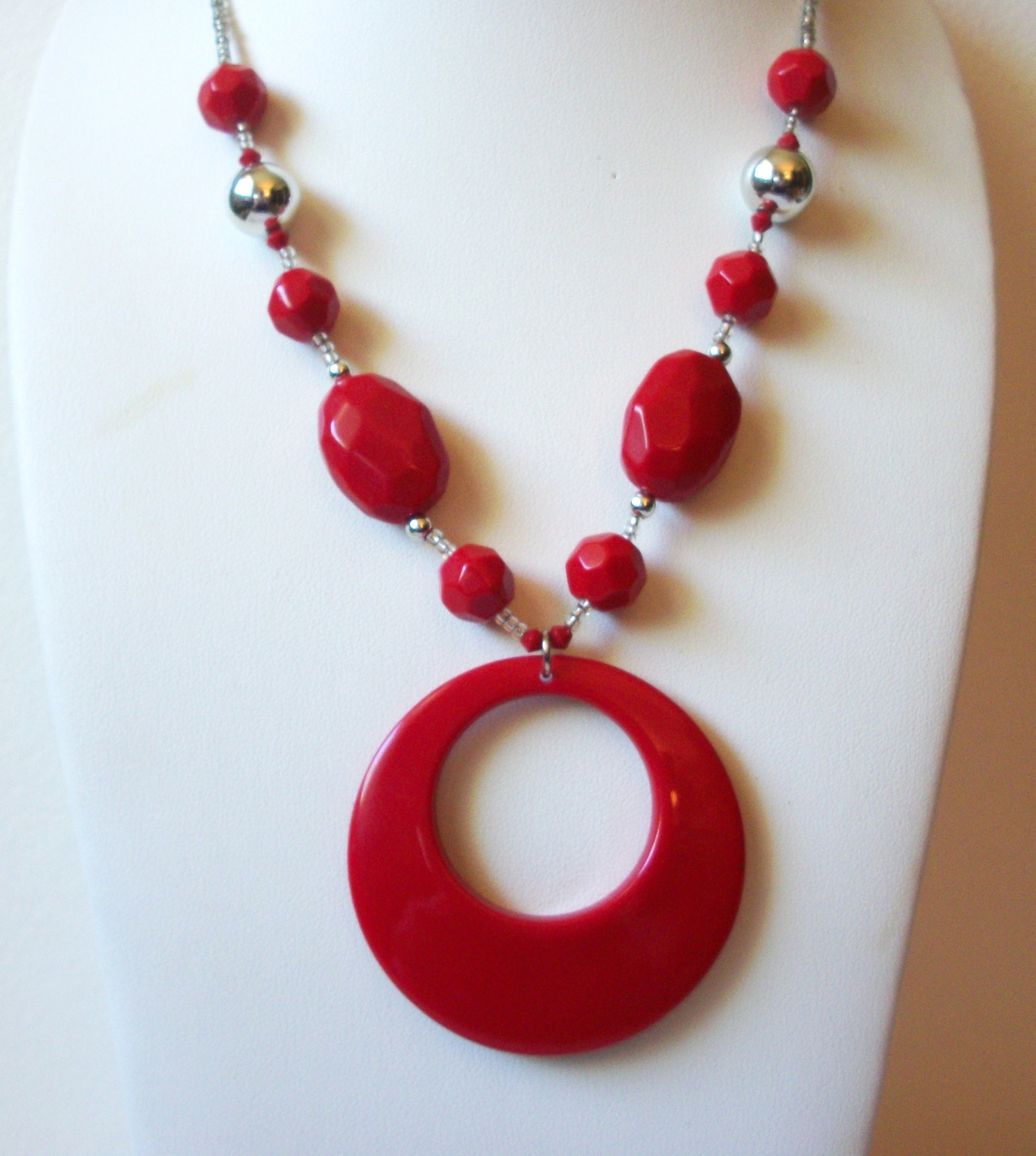 Retro Red Silver Necklace 62920