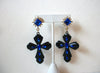 Retro Cobalt Blue Black Cross Earrings 70220