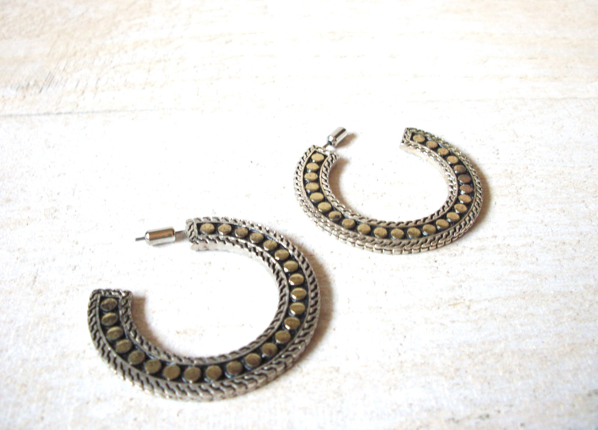 Retro Two Tone HoopEarrings 70320