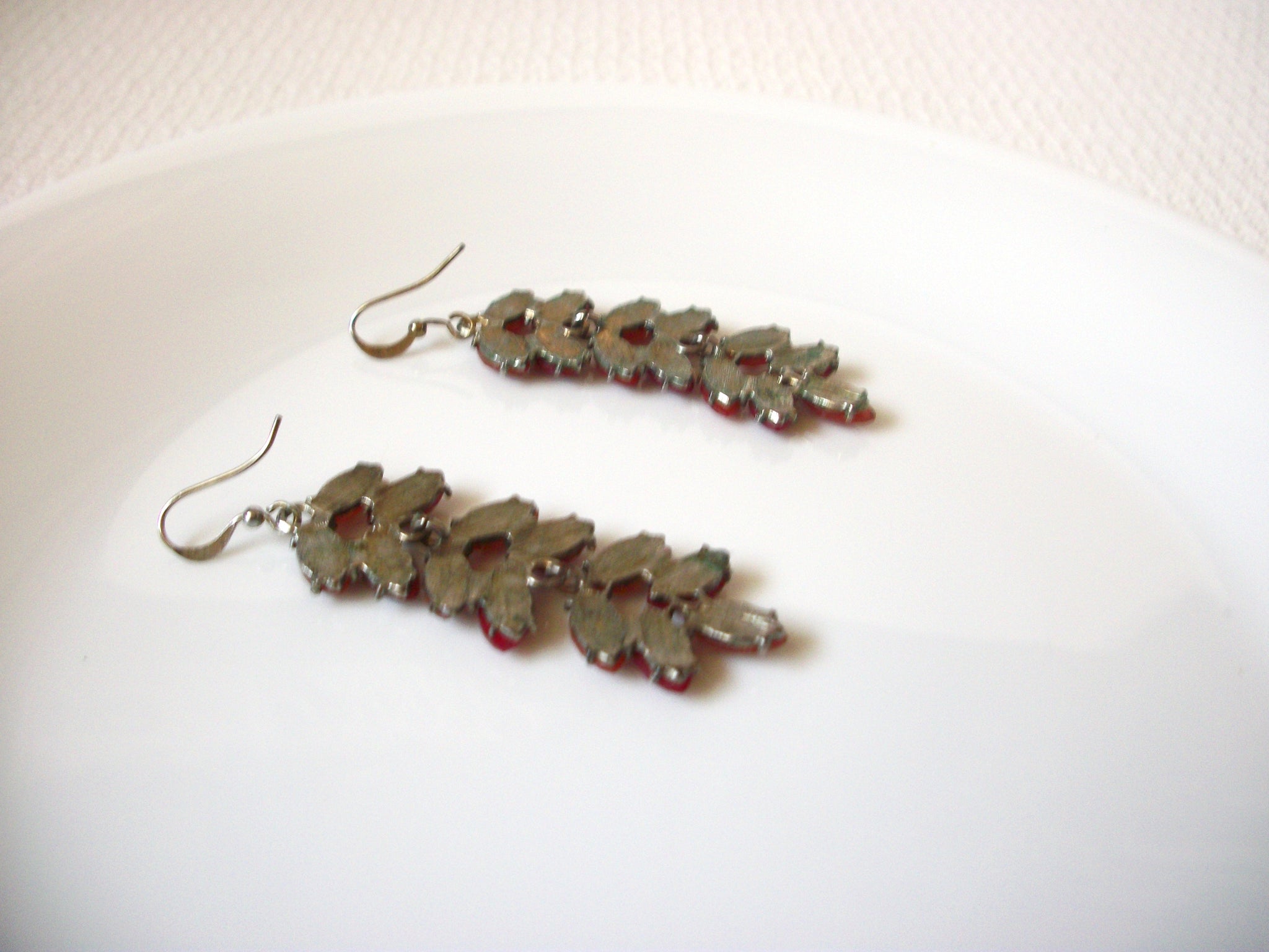 Retro Red Paprika Dangle Earrings 101020 AS  IS