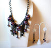 Retro Plum Crystal Necklace Earring Set 101120