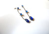 Vintage Rhinestones Blue Mood Beads Earrings 71120