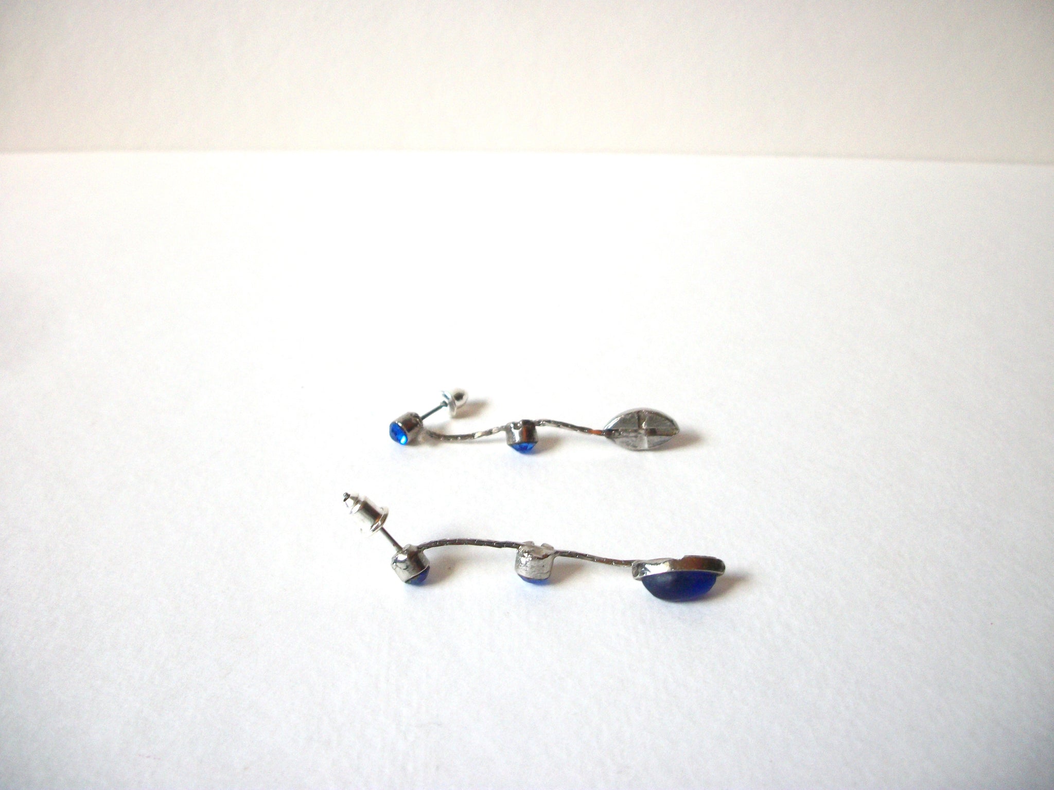 Vintage Rhinestones Blue Mood Beads Earrings 71120