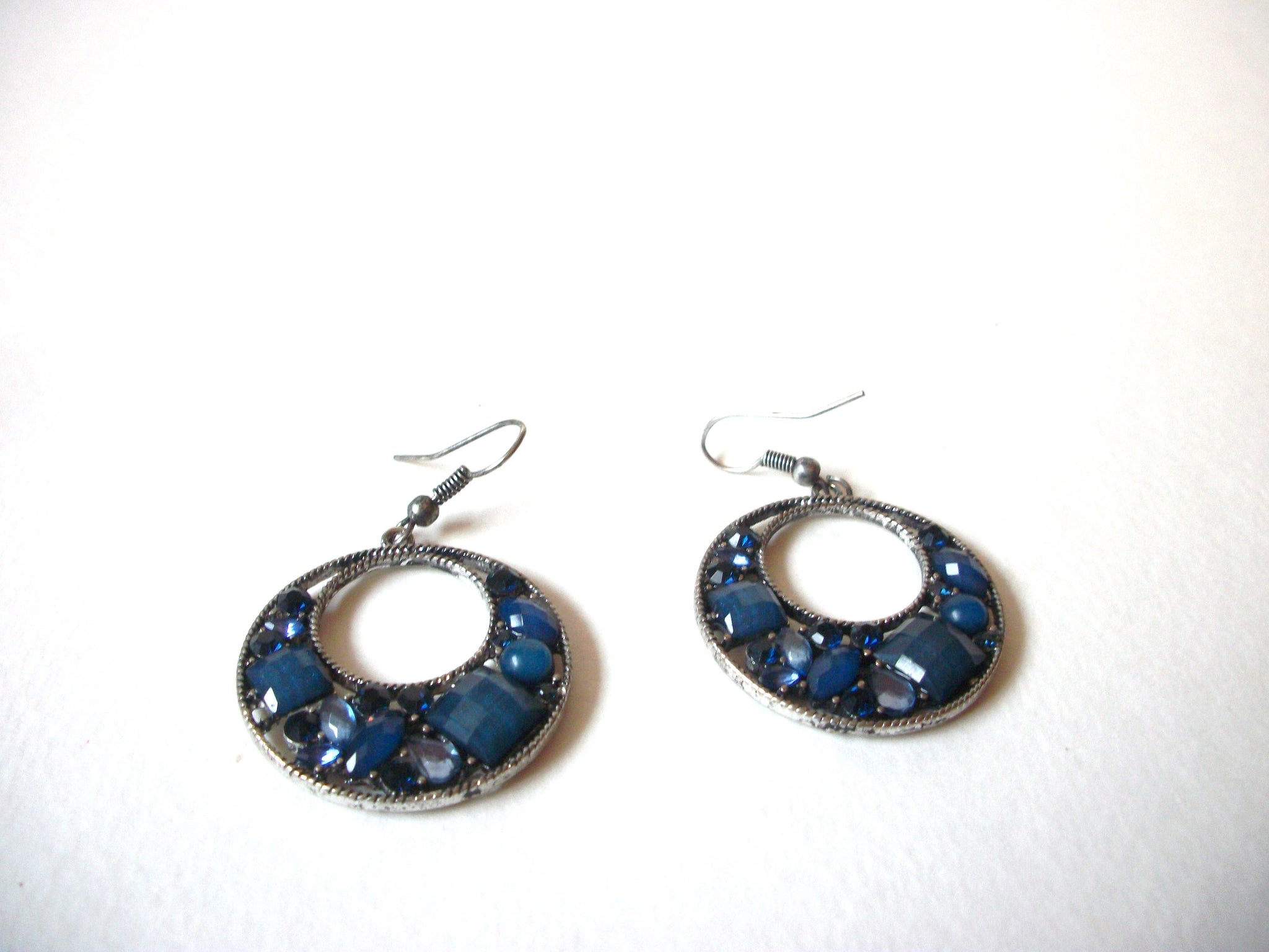 Bohemian Blue Glass Hoop Earrings 71220