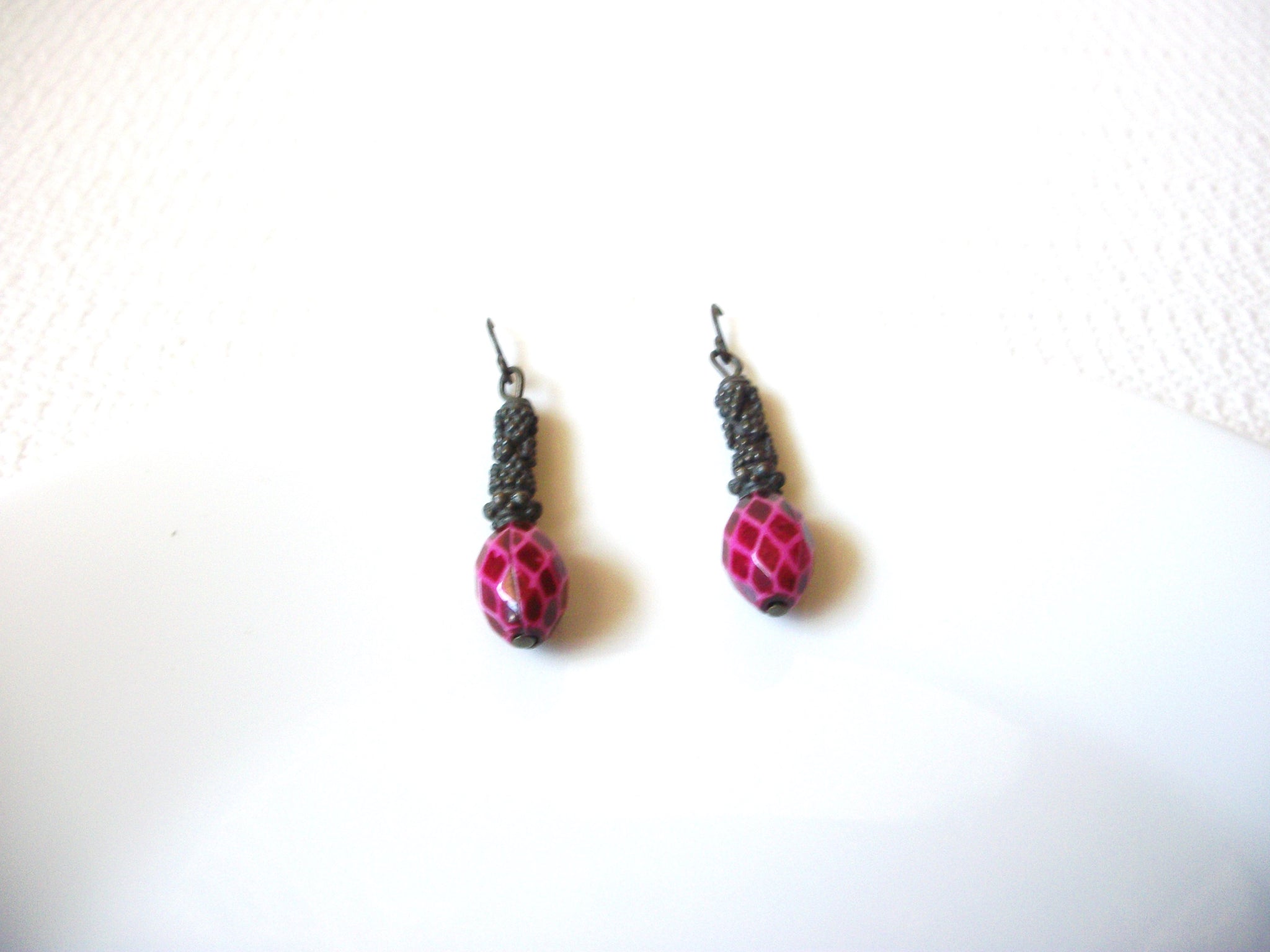 Vintage Fuchsia Bronze Earrings 101120