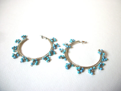 Bohemian Silver Blue Hoop Earrings 71220
