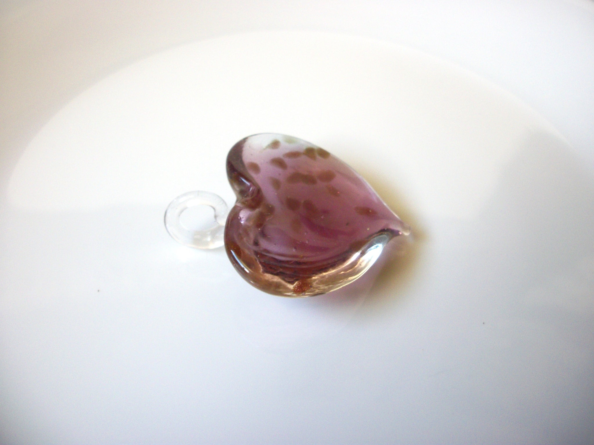 Vintage Plum Murano Glass Heart Pendant 101120
